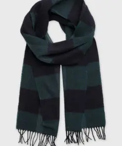Teal Lambswool Check Scarf