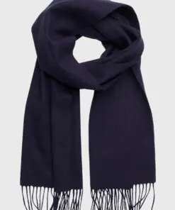 Plain Navy Lambswool Scarf
