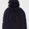 Blue Cable Knit Pom-Pom Hat