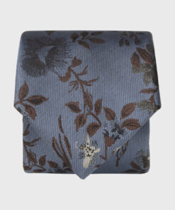 Blue Large Floral Pure Silk Tie