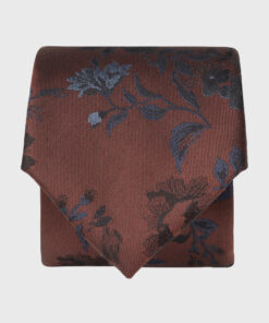Wine Large Floral Pure Silk Tie