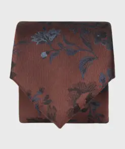 Wine Large Floral Pure Silk Tie