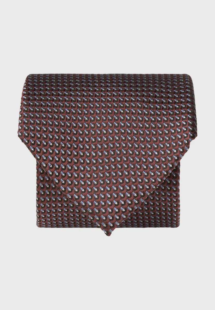 Rust Semi-Plain Geo Pure Silk Tie