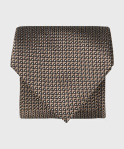 Gold Semi-Plain Geometric Pattern Pure Silk Tie