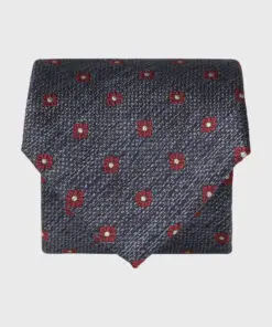 Blue Textured Geo Pure Silk Tie