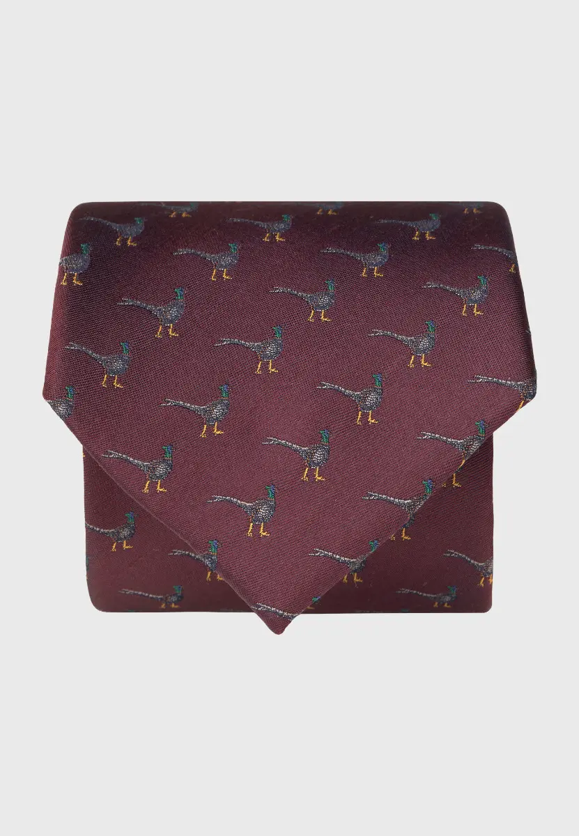Wine with Pheasants Pure Silk Tie