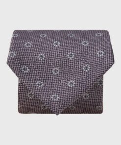 Pink Textured Floral Geometric Silk Tie