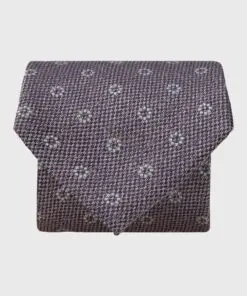 Pink Textured Floral Geometric Silk Tie