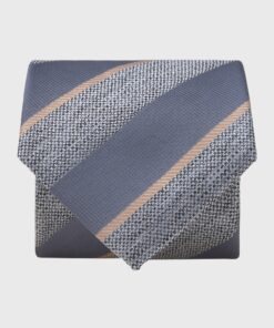 Blue Large Texture Stripe Silk Tie