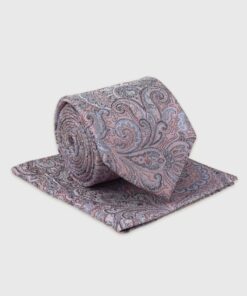 Pink Paisley Silk Tie & Hank Set