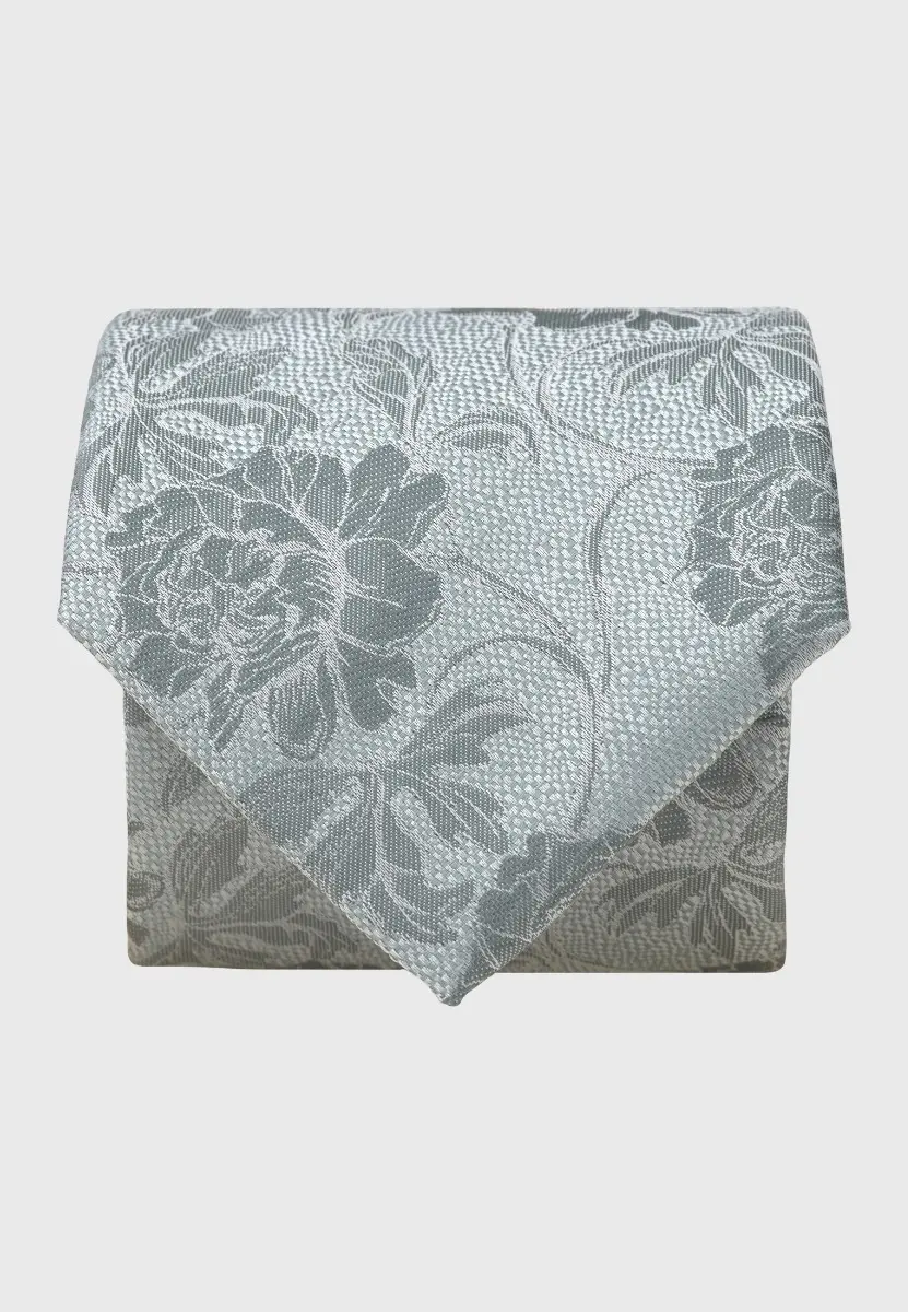 Mint Large Tonal Floral Silk Tie