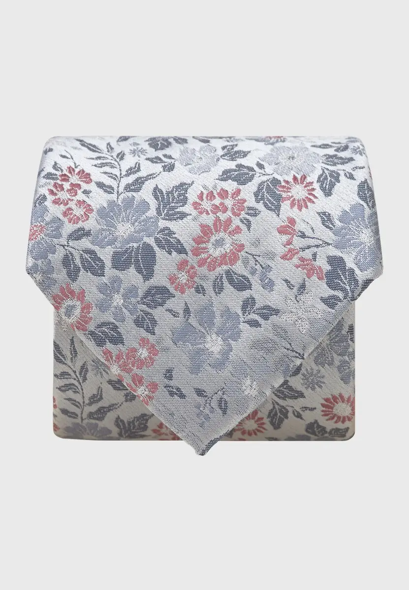Pale Blue Subtle Floral Silk Tie