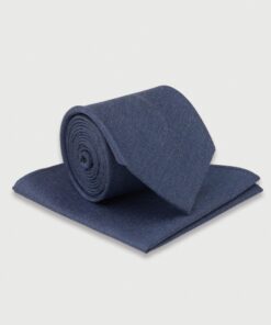 Blue Silk Blend Tie & Hanky Set
