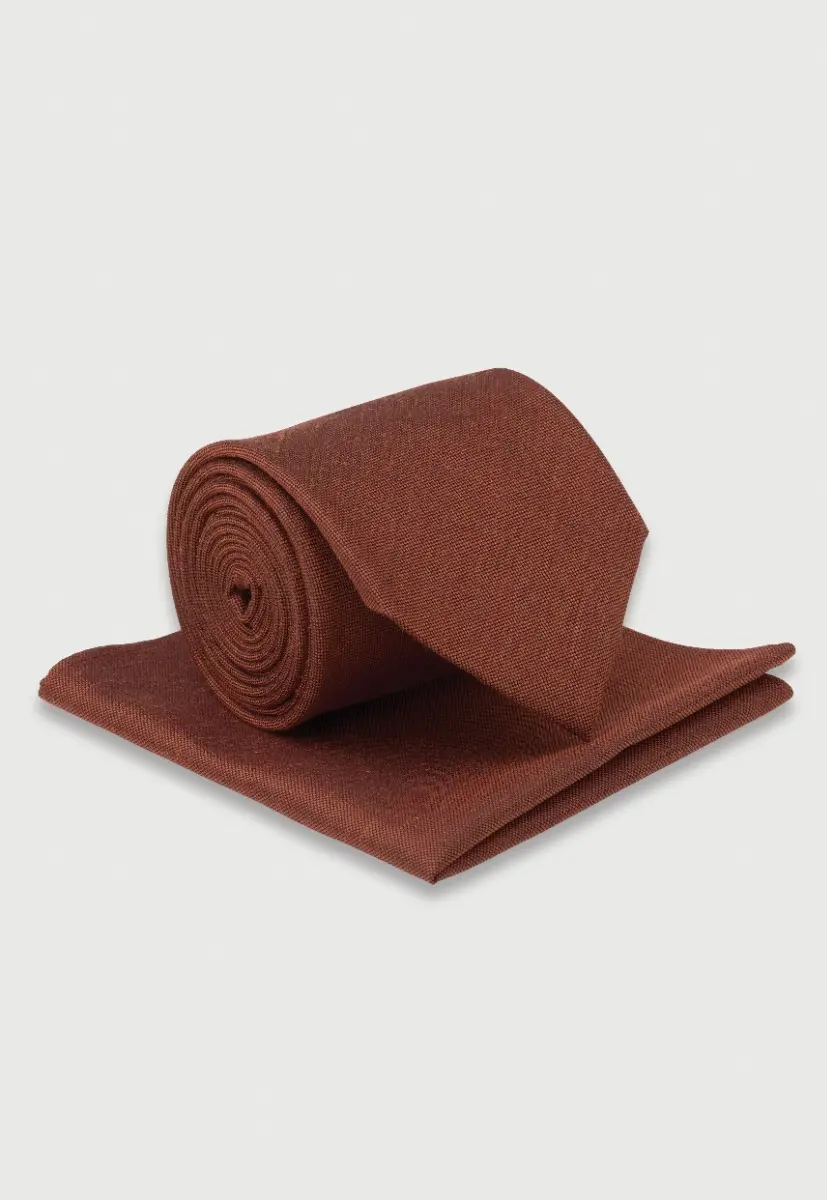Orange Silk Blend Tie & Hanky Set