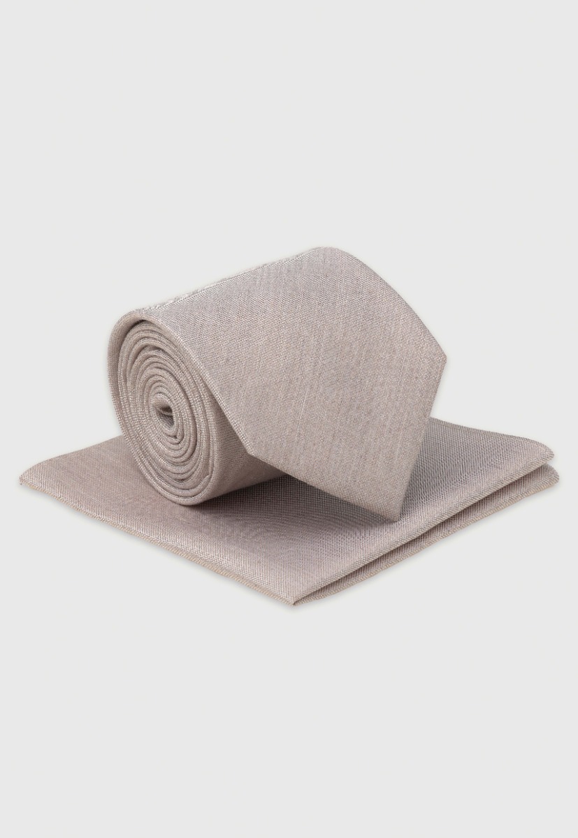 Champagne Silk Blend Tie & Hanky Set