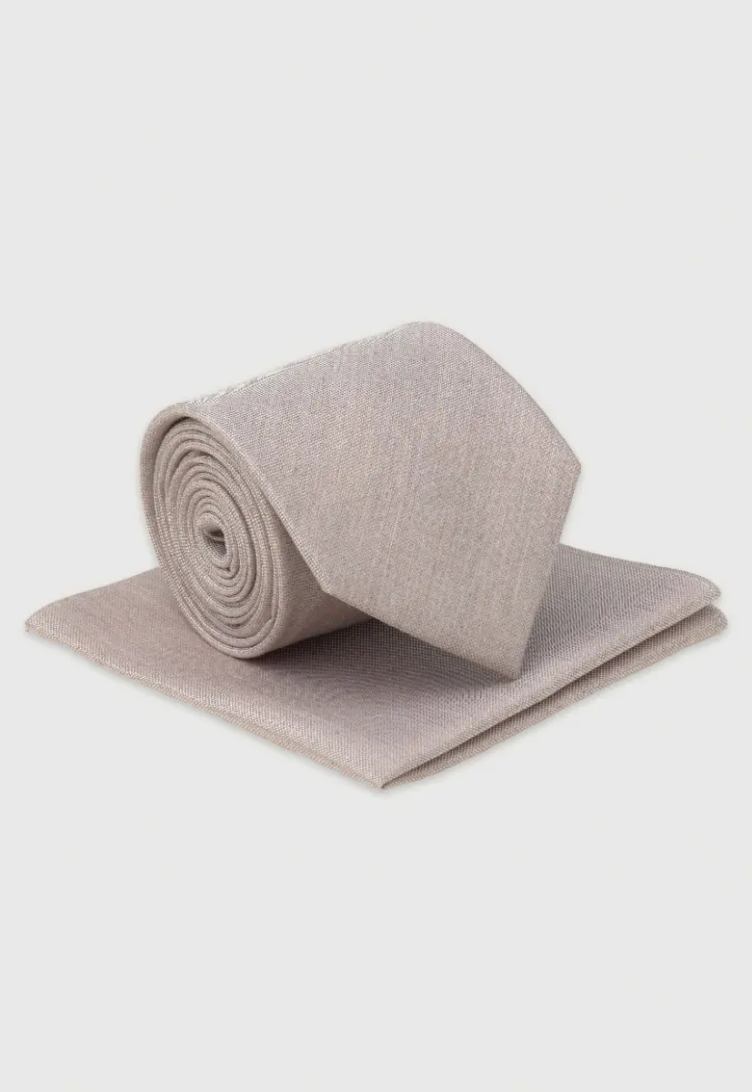 Champagne Silk Blend Tie & Hanky Set
