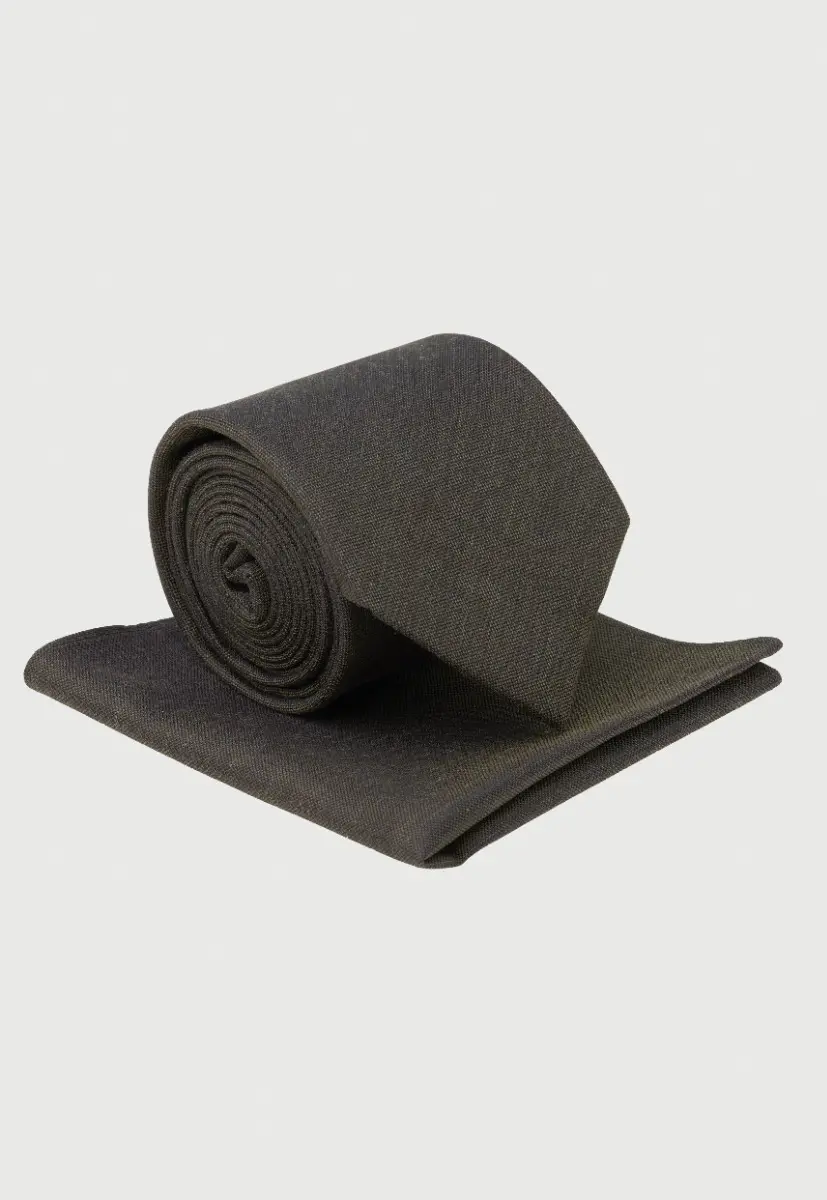 Green Silk Blend Tie & Hanky Set
