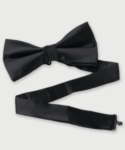 Black Plain Satin Bow Tie