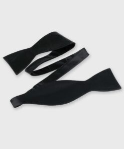 Black Plain Satin Self Tie