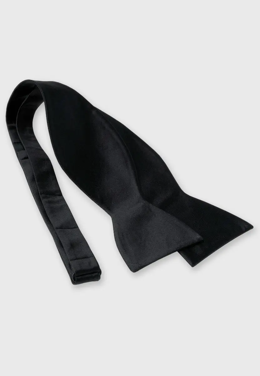 Black Plain Satin Self Tie - Image 2