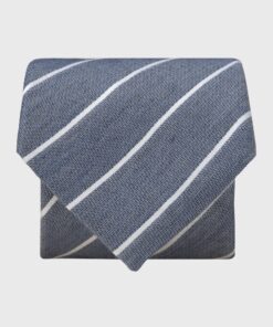 Blue Butchers Stripe Textured Silk Blend Tie
