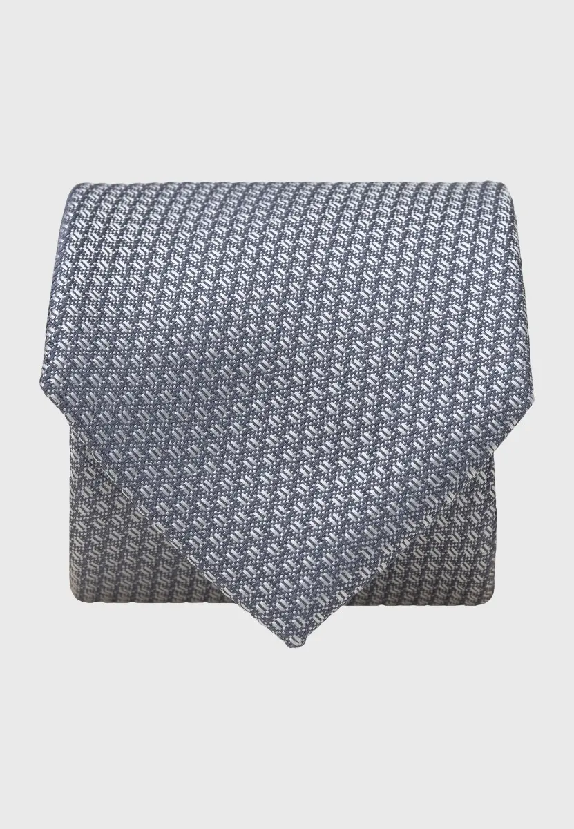 Blue Semi Plain Textured Silk Tie