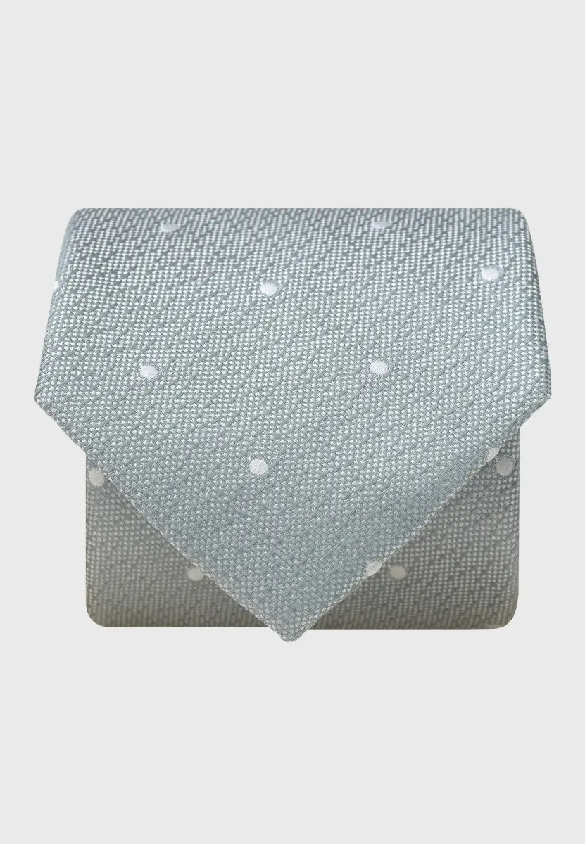Mint Polka Dot Textured Silk Tie
