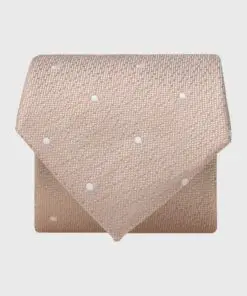 Champagne Textured Polka Dot Silk Tie