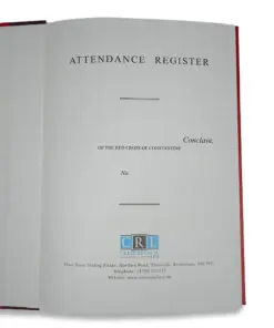Alternative view of Red Cross of Constantine Attendance Book
