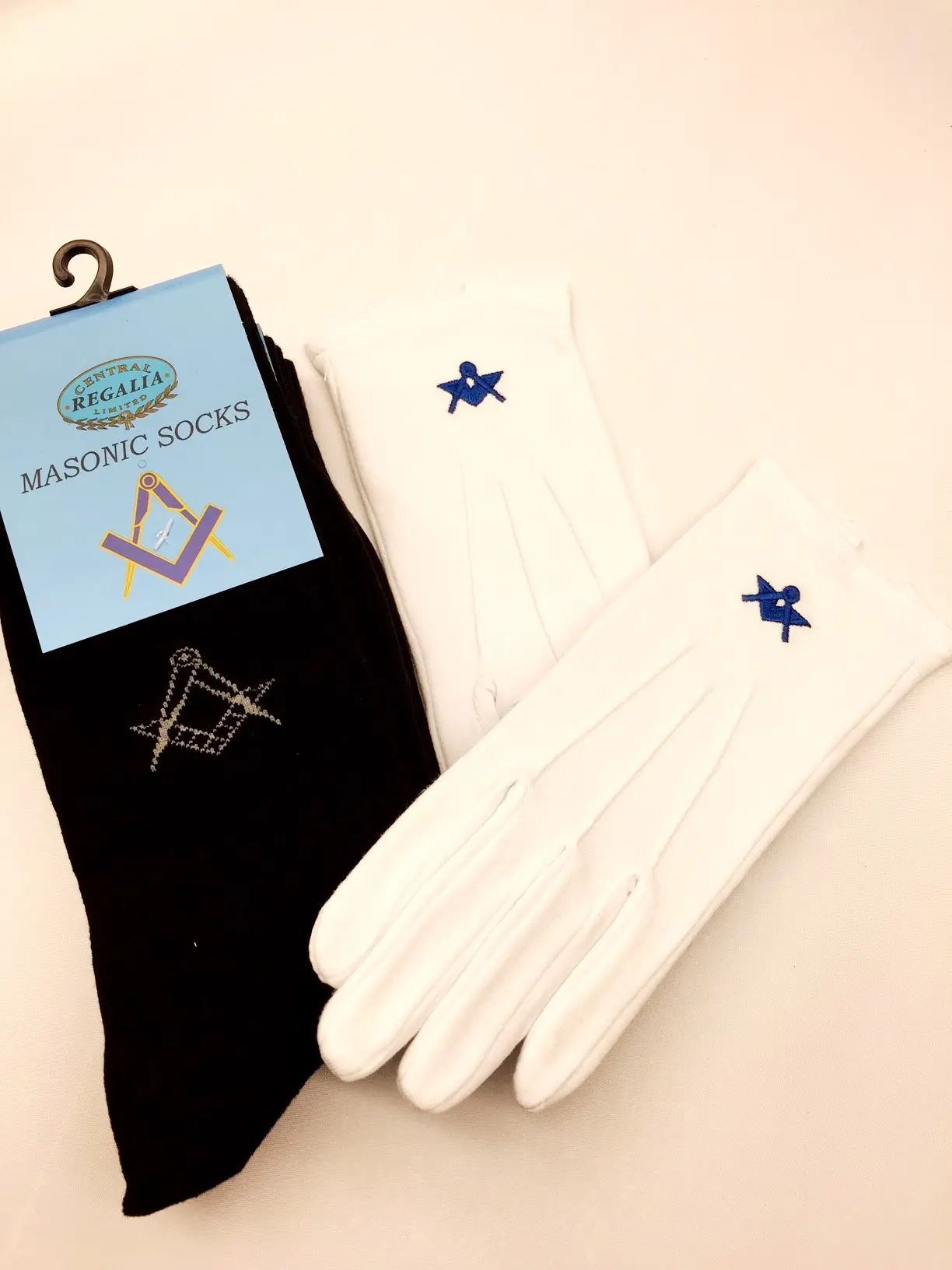 3 Pairs Of Masonic Socks And 1 Pair Of Cotton Gloves