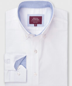 Tailored Fit White Stretch Cotton Oxford Shirt