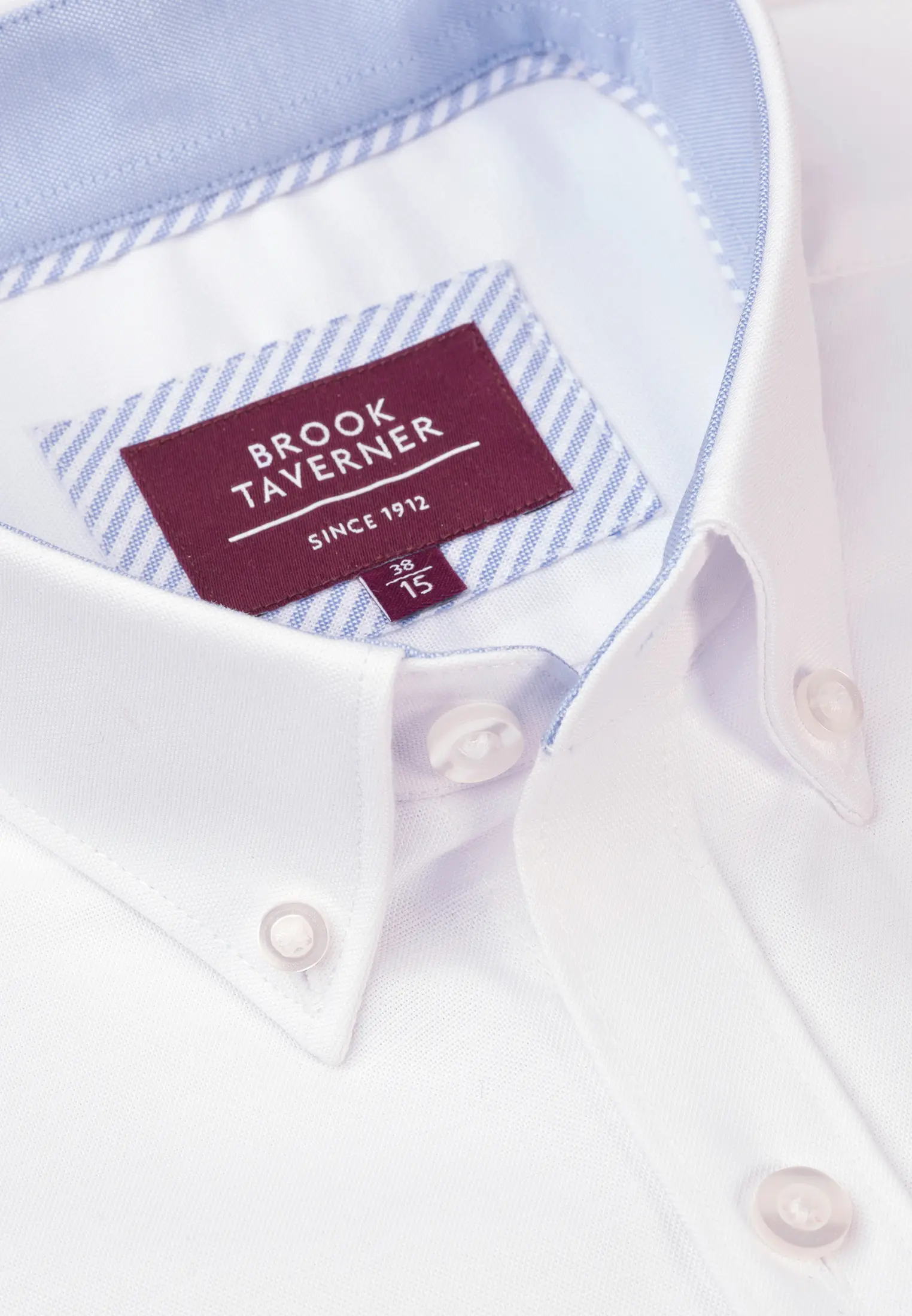 Tailored Fit White Stretch Cotton Oxford Shirt - Image 2