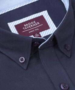 Alternative view of Tailored Fit Navy Stretch Cotton Oxford Shirt
