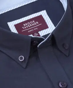 Alternative view of Tailored Fit Navy Stretch Cotton Oxford Shirt