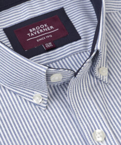 Alternative view of Tailored Fit Blue Stripe Stretch Cotton Oxford Shirt