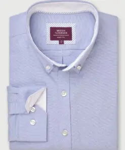 Tailored Fit Sky Blue Stretch Cotton Oxford Shirt