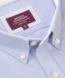 Alternative view of Tailored Fit Sky Blue Stretch Cotton Oxford Shirt