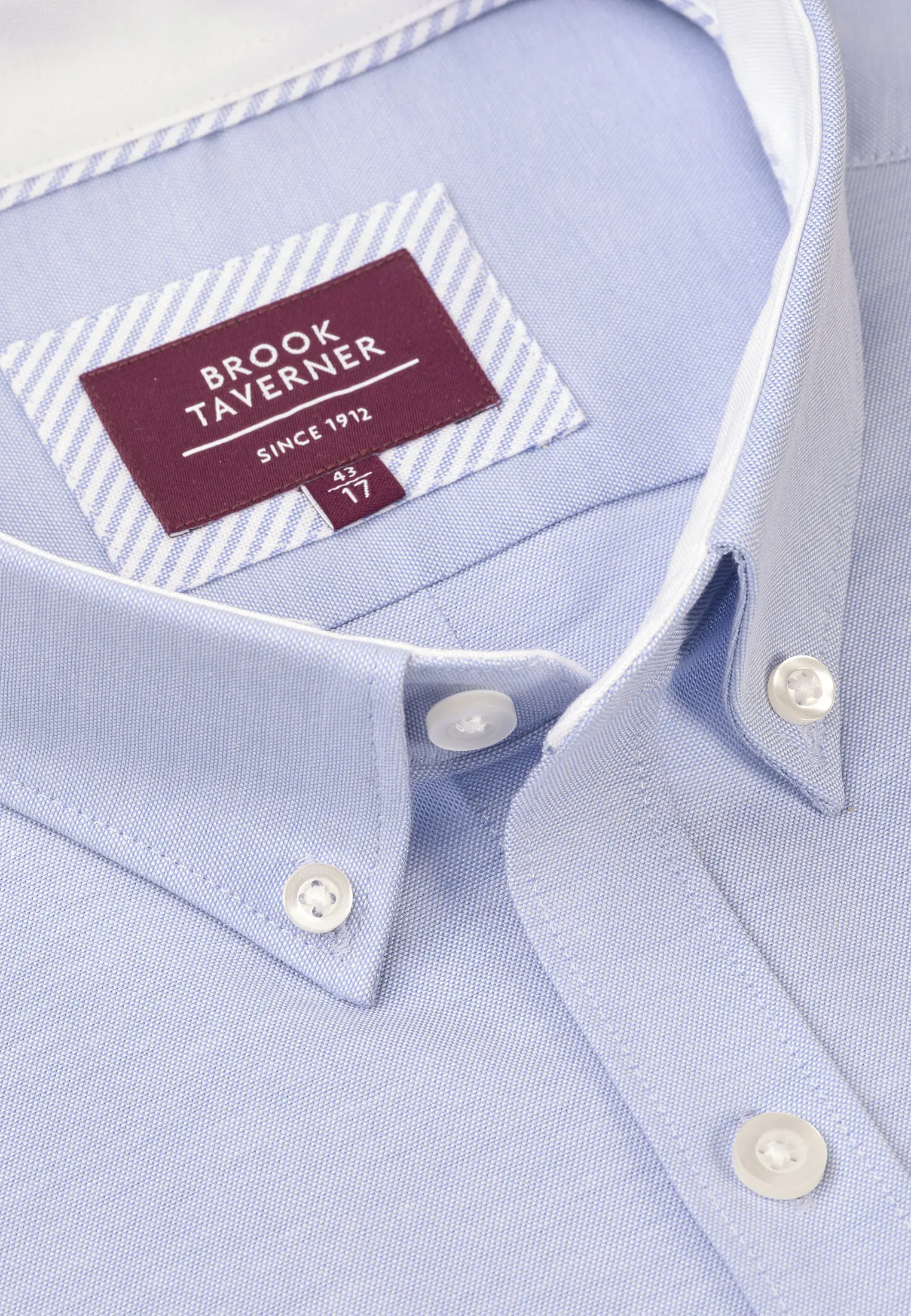 Tailored Fit Sky Blue Stretch Cotton Oxford Shirt - Image 2
