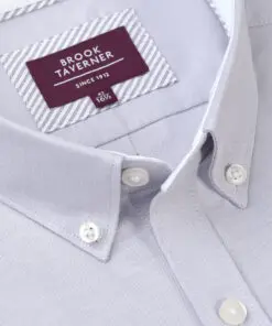 Alternative view of Tailored Fit Grey Stretch Cotton Oxford Shirt