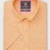 Regular Fit Apricot Dobby Short Sleeve Cotton Linen Shirt