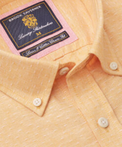 Alternative view of Regular Fit Apricot Dobby Short Sleeve Cotton Linen Shirt