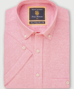 Regular Fit Rose Dobby Short Sleeve Cotton Linen Shirt