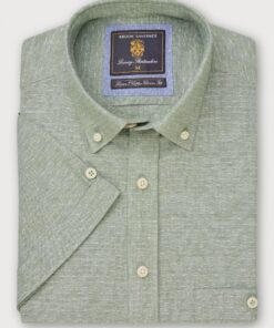 Regular Fit Seagrass Dobby Short Sleeve Cotton Linen Shirt