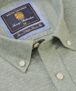 Alternative view of Regular Fit Seagrass Dobby Short Sleeve Cotton Linen Shirt