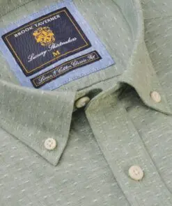 Alternative view of Regular Fit Seagrass Dobby Short Sleeve Cotton Linen Shirt