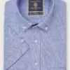 Regular Fit Sky Blue Dobby Short Sleeve Cotton Linen Shirt