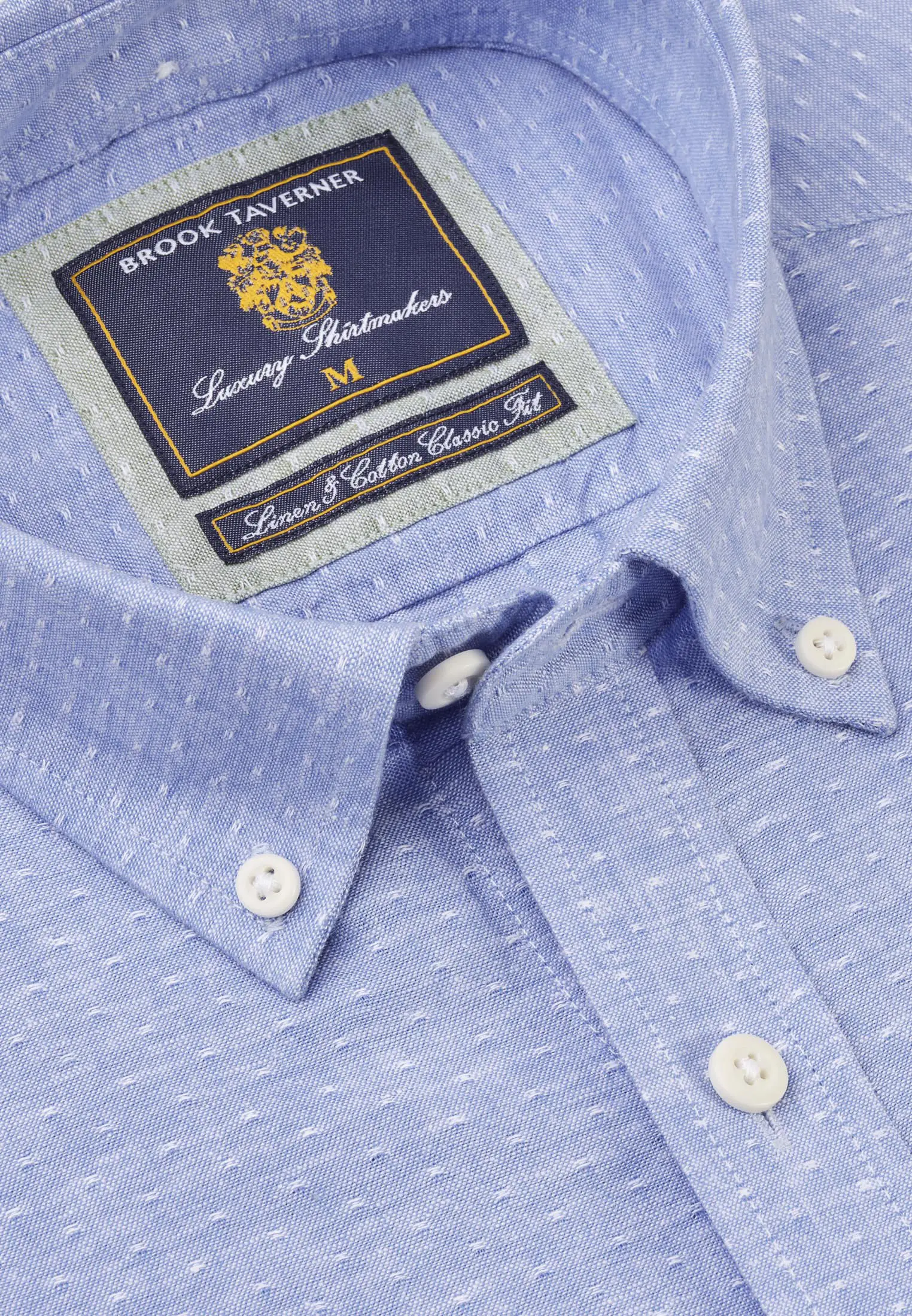 Regular Fit Sky Blue Dobby Short Sleeve Cotton Linen Shirt - Image 2