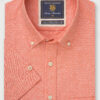 Regular Fit Peach Dobby Short Sleeve Cotton Linen Shirt
