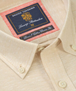 Alternative view of Regular Fit Cream Dobby Short Sleeve Cotton Linen Shirt