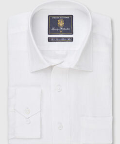 Regular Fit White Linen Popover Shirt
